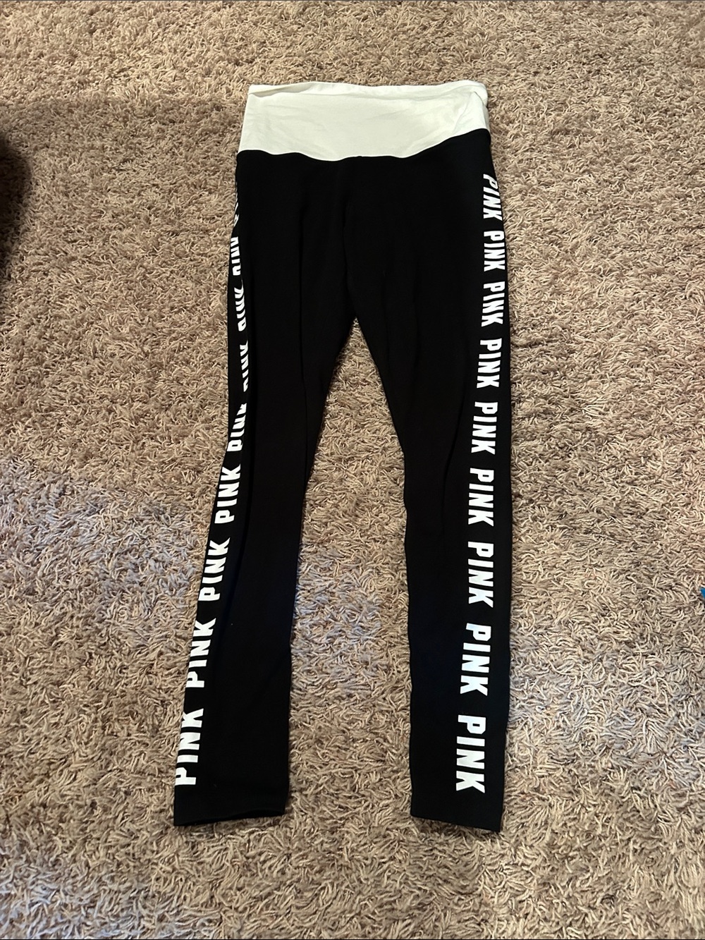 PINK Victoria's Secret Black and White Yoga Leggings